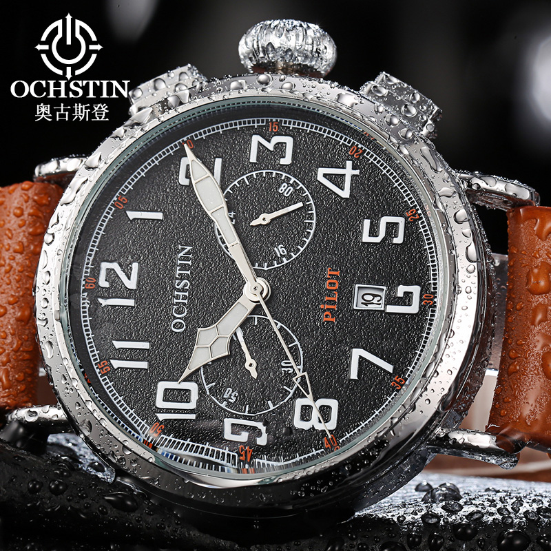 Leather Watch Band Men - OCHSTIN lederen band man quartz horloge