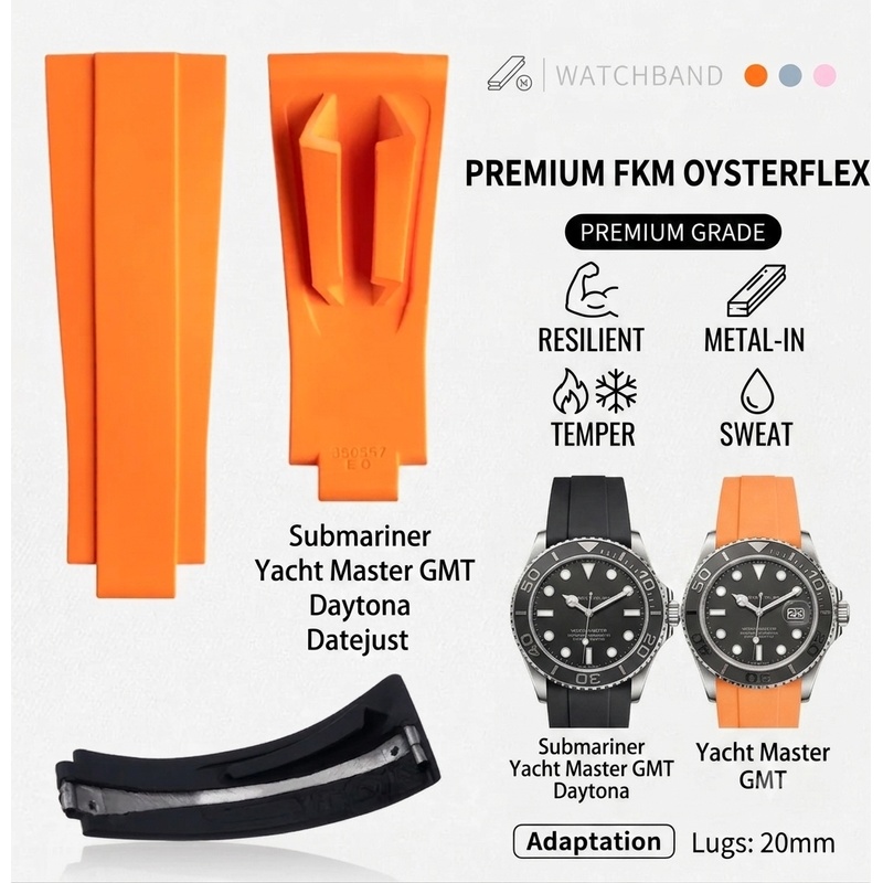 20mm Premium Metal Insert FKM  - Rolex Watch Datejust recensie en prijs